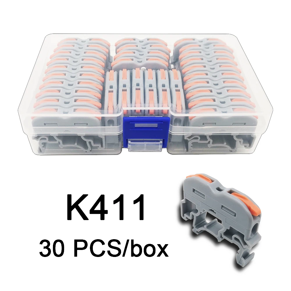 Mini Snelle Boxed Draad Connector K411 K412 K413 Compact Dirigent Lente Bedrading Connector Dirigent Push-In Terminal Block