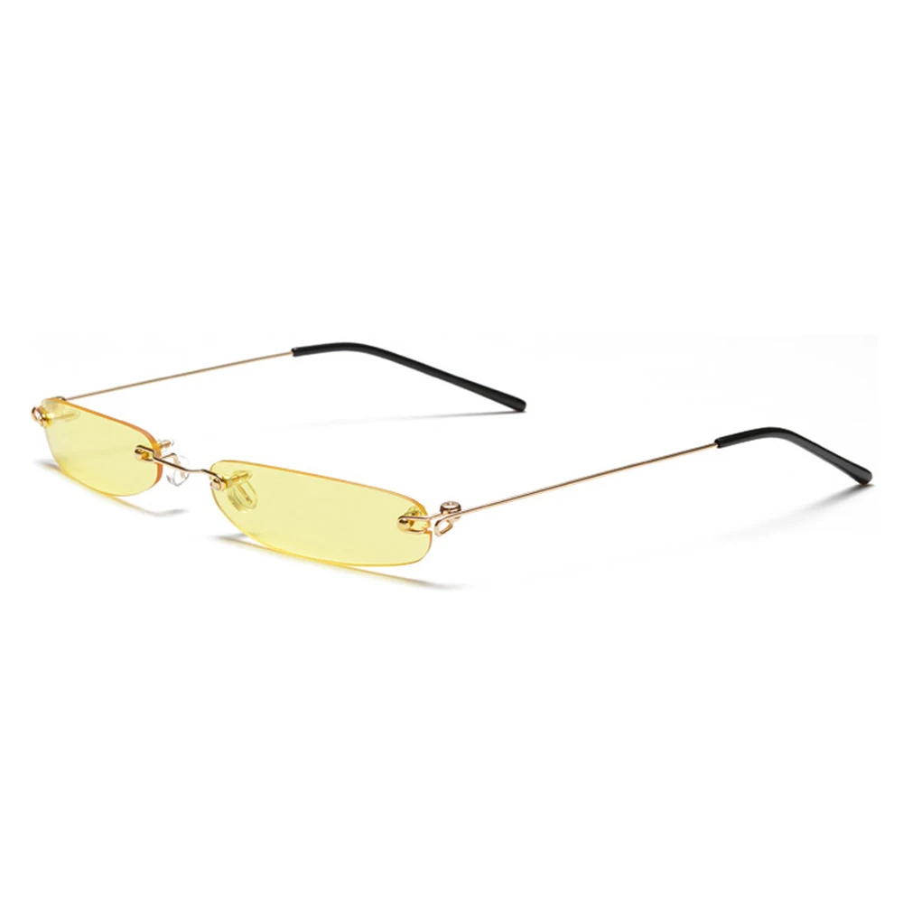 XaYbZc Schmale Sonnenbrille für Herren, randlos, Sommer 2025, Rot, Blau, Schwarz, rechteckige Sonnenbrille für Damen, kleines Gesicht, heißer Verkauf – Detail 15