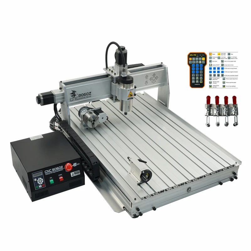 YOOCNC 8060Z 2200W Metal Engraving Machine 6040 Woodworking Router 4Axis USB Interface for PCB Aluminum Stainless Steel Milling