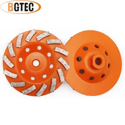 BGTEC 2pcs 5Inch M14 Thread Diamond Turbo Row Grinding Cup Wheel Dia125mm Polishing Disc Marble Concrete Tile Masonry