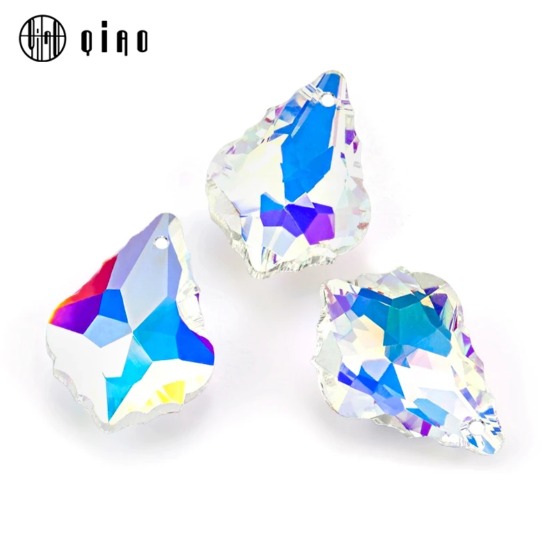 Top Quality 28mm 8pcs/pack Crystal Baroque Pendant Crystal Beads Maple Leaf Glass Beads for Jewelry Making Necklace Earrings DIY