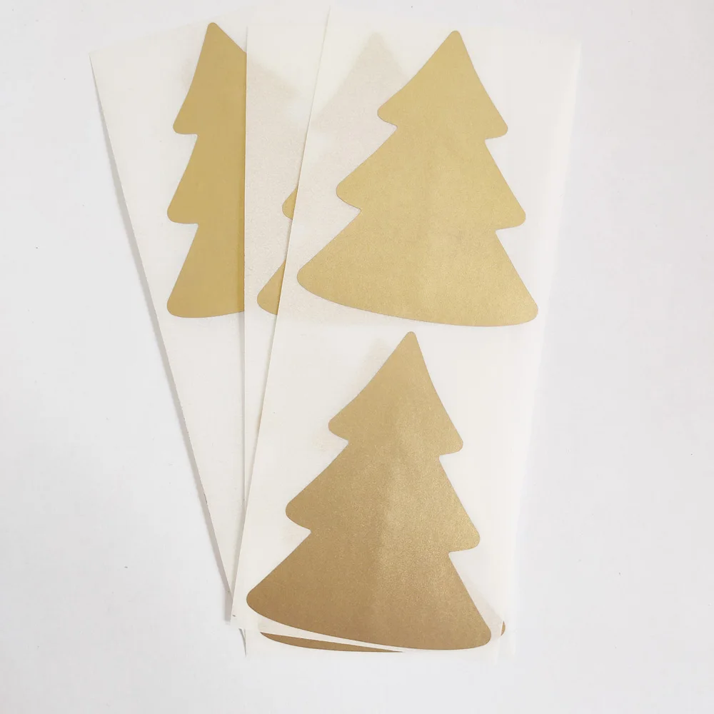 Gold Christmas Tree SCRATCH OFF Stickers Paper For Christmas Gift/Reward/Coupon/Surprise Postcard
