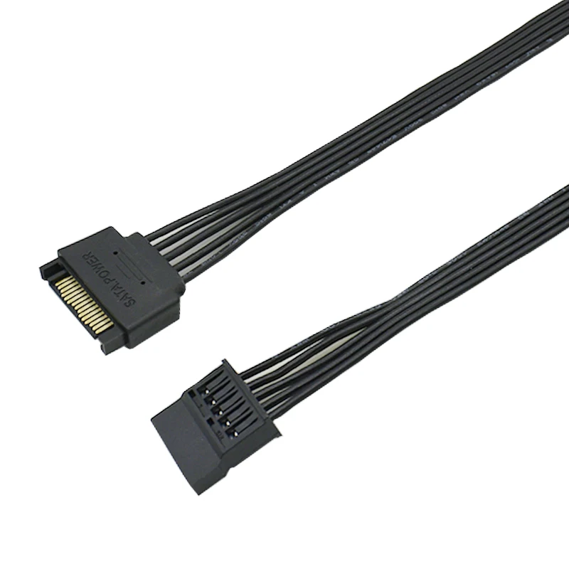 Lingable SATA 15Pin Male to 15P Female Power Extension Cable HDD SSD Power Supply Cable SATA Power Cable 30CM