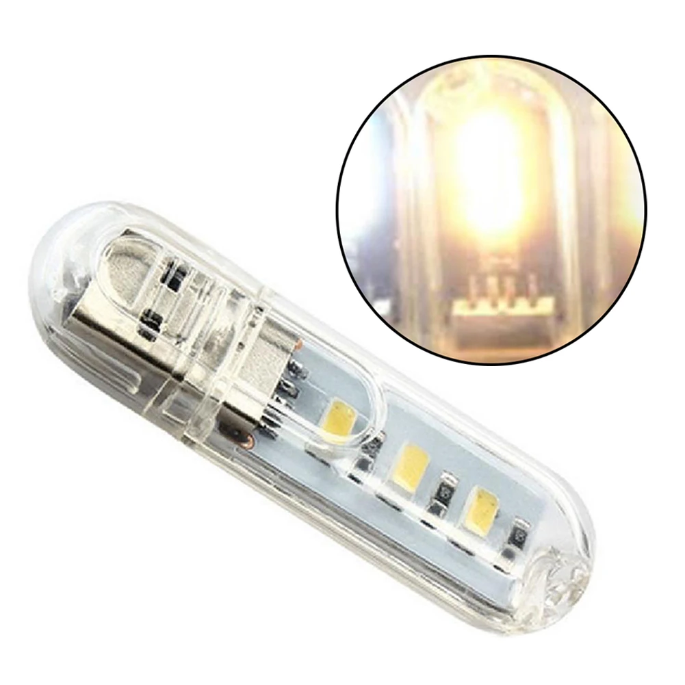 USB LED Book Lights 3LEDs Bulb 5V Power Input White 5000K Warm White 3000K USB Night light