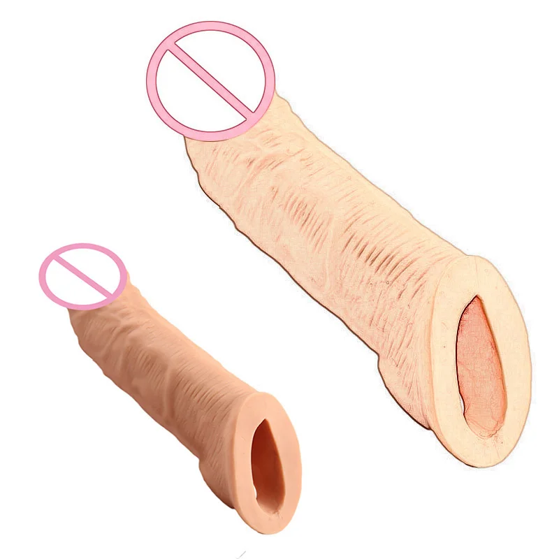 Realistic Penis Extender Sleeve Reusable Condom Delay Ejaculation Sex Toys for Men Penis Extender Enlargement Sleeves Male Toy