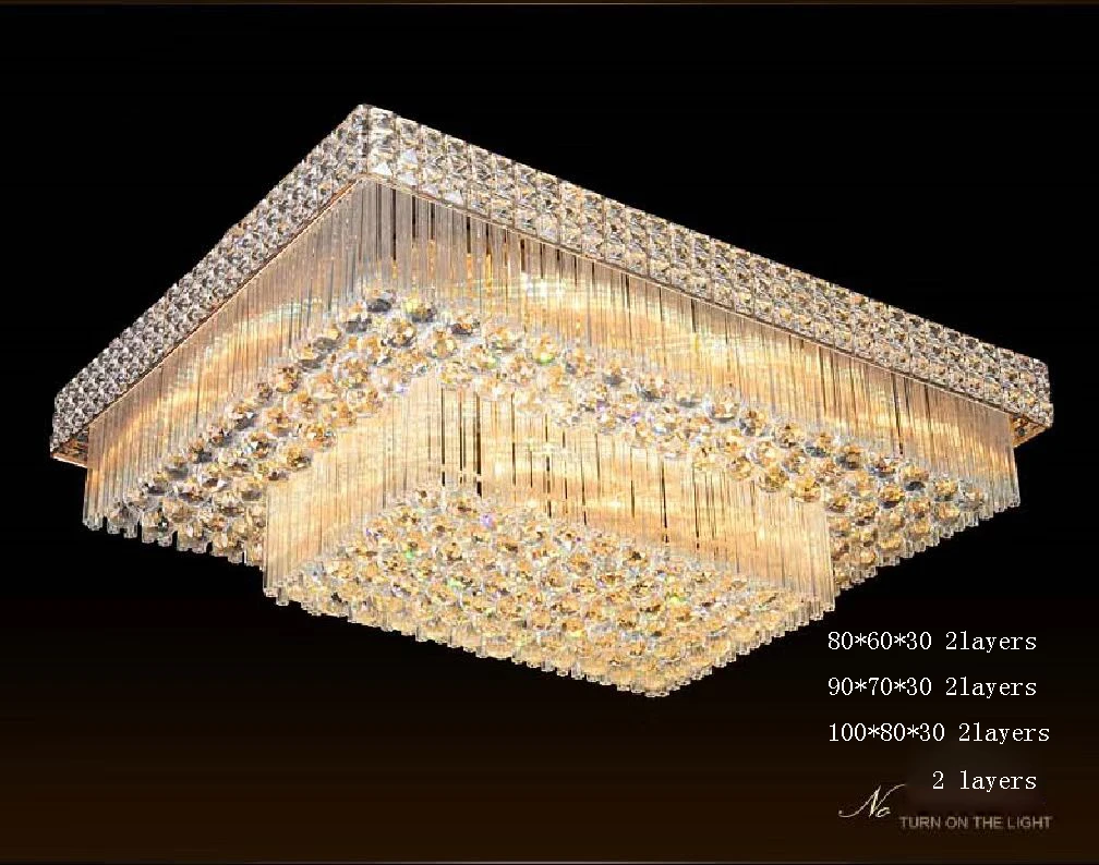 Plafoniere moderne in cristallo lampade plafoniere di lusso luminaria dorata rettangolo soggiorno sala da pranzo apparecchio di illuminazione a LED