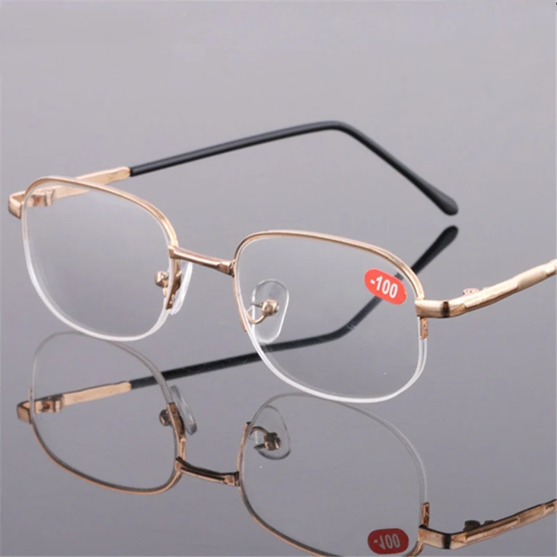 Finished Myopia Glasses Metal Frames Shortsighted Eyeglasses Women Men Prescription Eyewear -1.0 -1.5 -2.0 -2.5 -3.0 -3.5 -4.0