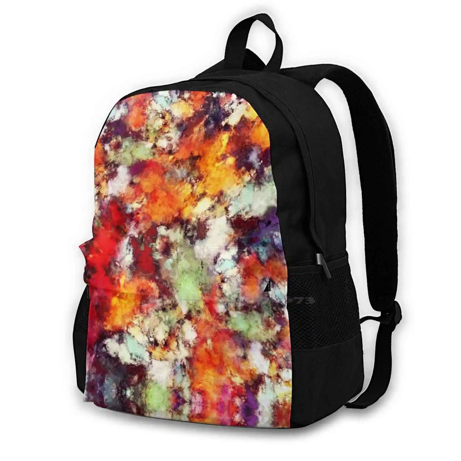 Rucksack Knapsack Storage Bag Backpack Red Yellow Orange Bright Light Brightness Organic Painted Digitally Created Texture