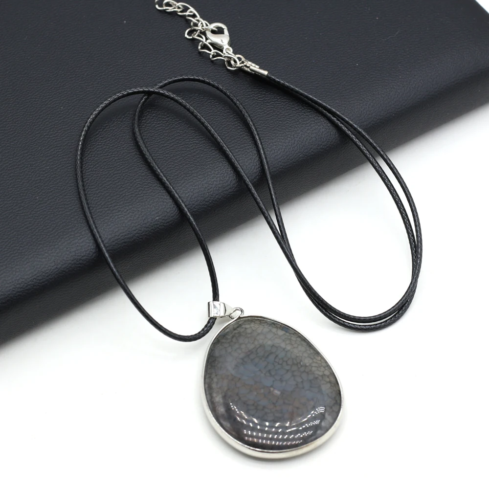 5PCS Wholesale Drop Water Shape Natural Stone Agate Pendant Necklace ForJewelry MakingDIY Necklaces Accessory Charm Gift