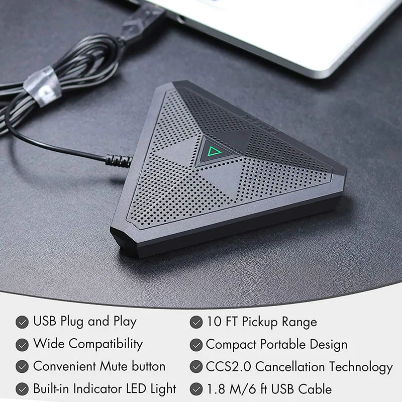 USB-микрофон для конференц-связи, настольный компьютерный микрофон CM001, беззвучная кнопка с индикатором светодиодный, многонаправленная конденсаторная микро-граница