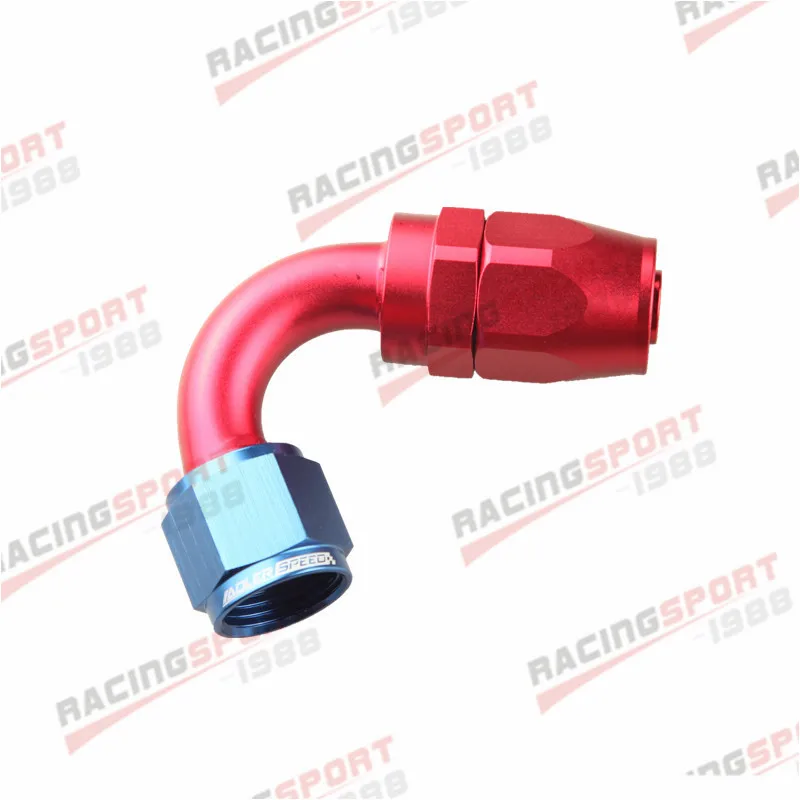 

12AN 120 Degree Swivel Oil Fuel Line Hose End Fitting Adaptor Aluminum Red/Blue