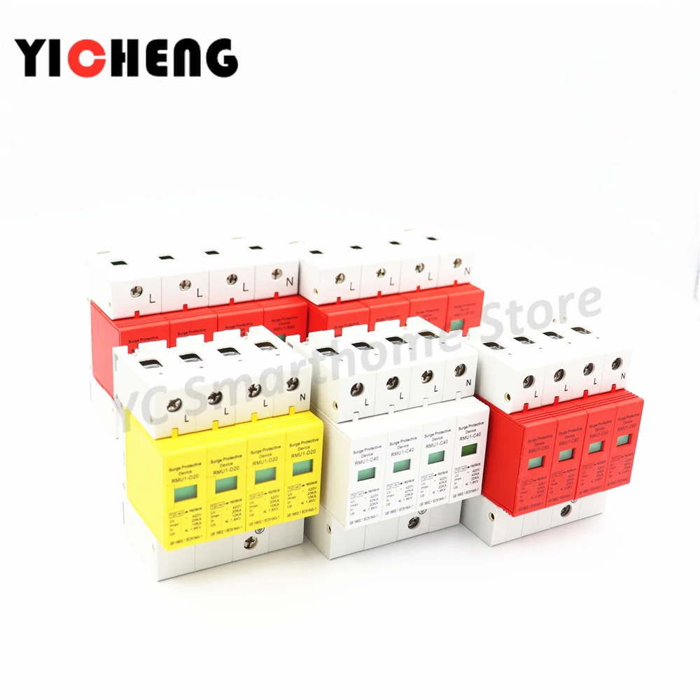 Ochrona przeciwprzepięciowa urządzenie SPD 4P 10KA ~ 20KA/20KA ~ 40KA/30KA ~ 60KA/ AC420 AC500V AC800V DC1000V ograniczniki niskiego napięcia strona główna szyna din