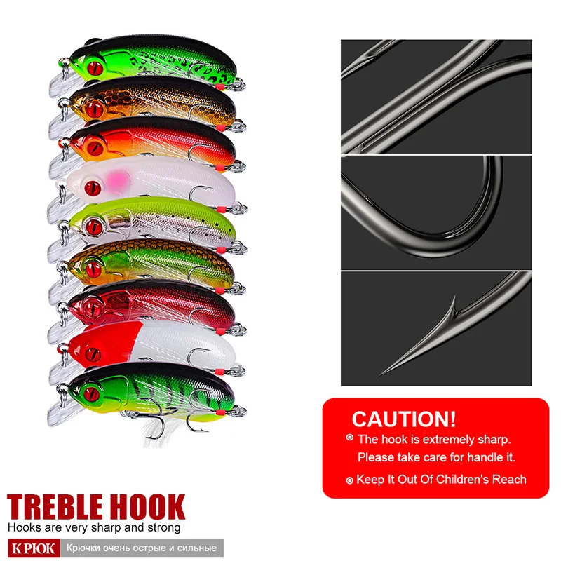 1 sztuk połowów przynęty twarde 6cm 9.5g tonący powoli Minnow Wobblers sztuczna przynęta z Treble haki Bass Crankbait Swimbait Tackle — zdjęcie 6