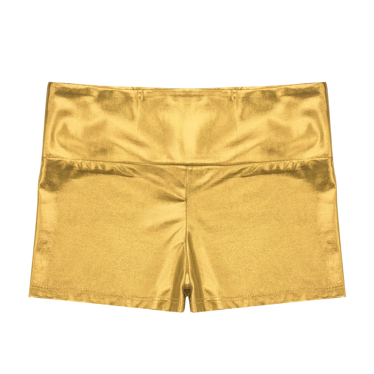 Kids Girls Metallic Shiny Ballet Dance Gymnastics Shorts Bottoms High Waist Fitness Workout Yoga Cheer Dancewear Activewear