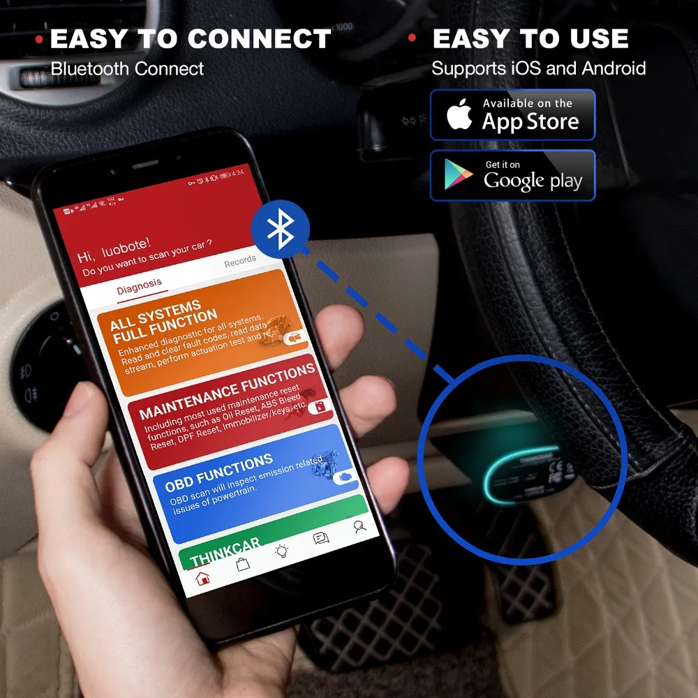 THINKCAR Thinkdiag Old Boot Bluetooth Scanner 15 Reset Services PK Launch Golo Easydiag AP200Full System OBDII Diagnostic Tools