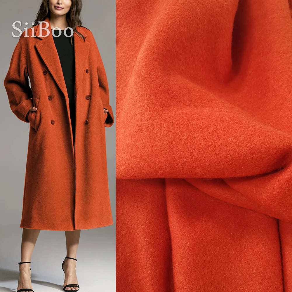 

Best seller American style winter thick orange wool fabric for women coat dress 70% woolen tissue cloth tela 150cm widthSP3854