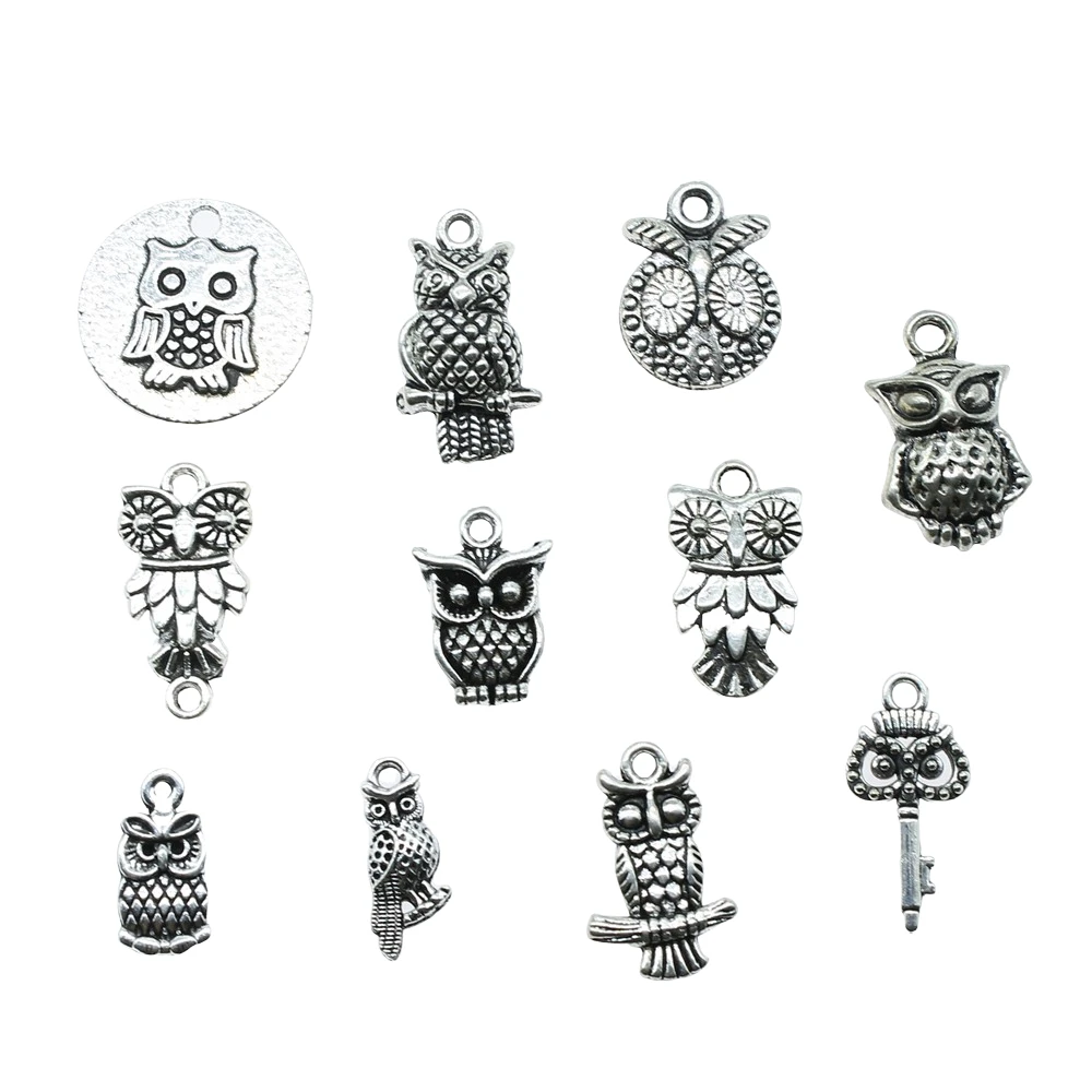 20pcs Owl Charms Antique Silver Color Owl Charms Pendants For Bracelets Small Owl Charms Making Jewelry