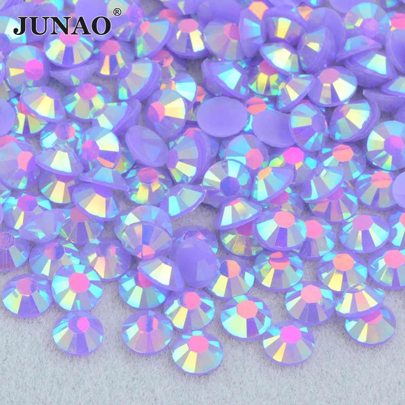 JUNAO 4 5 6mm Jelly Yellow AB Flatback decorazione Strass glitterer Nail Art Crystal Stickers pietre Strass Non Hotfix per fai da te