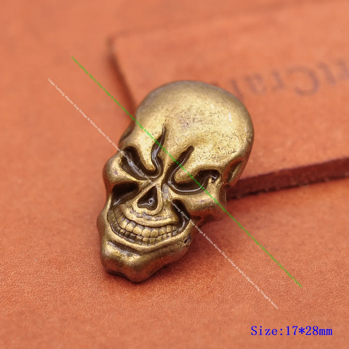 

10X Retro Brass Biker Vintage Skull Head Leathercraft Leather Bag Decor Belt Concho Rivet Back