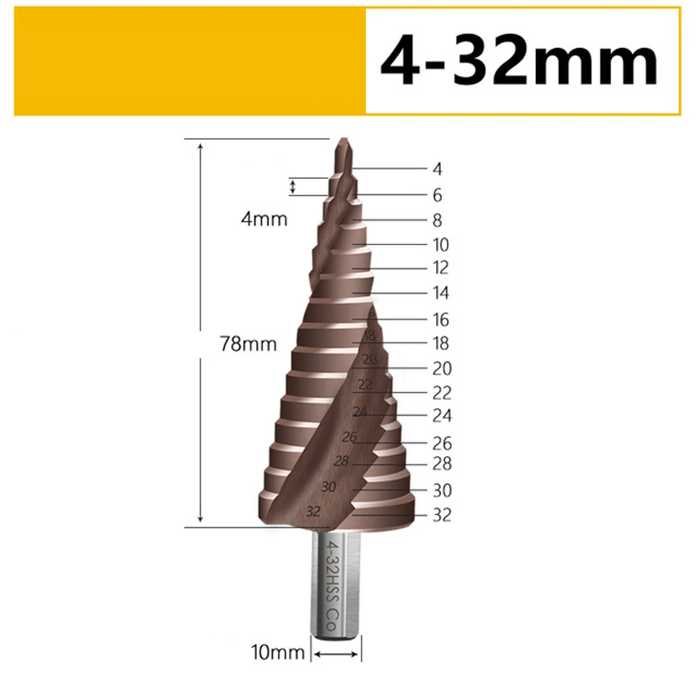 M35 Mata Bor Reaming Pembuka Langkah Spiral Shank Segitiga 4-12/20/32Mm