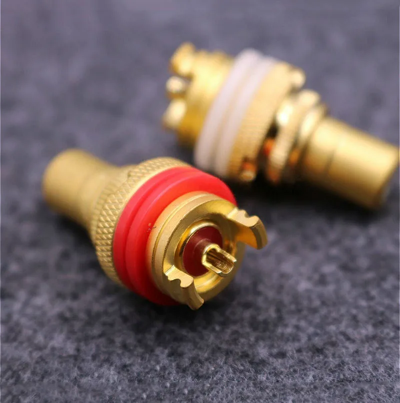 2PCS Gold Plated RCA Female Socket Chassis Phono Copper Plug Connector For Speaker/Amplifier