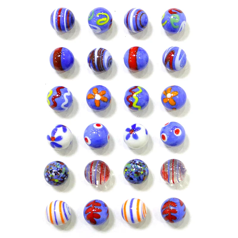 

24Pcs 16MM Custom Blue Tone Rare Murano Glass Marbles Ball Creative Ornament Game Pinball Toys New Year Birthday Gifts For Kids