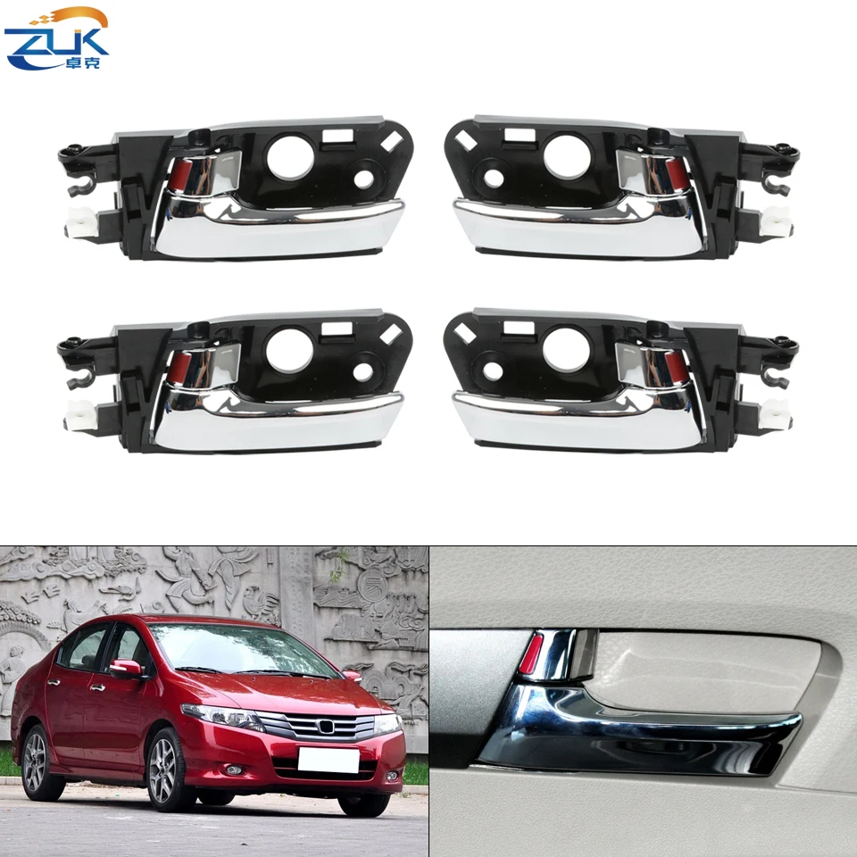 ZUK 4PCS Black Chroming Silver Car Inner Interior Door Handle For HONDA CITY 2009-2014 GM2 GM3 OEM:72160-TM4-H01 72120-TM4-H01