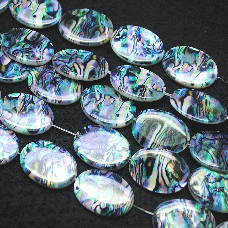 22PCS Nature Shell Beads Oval Shape Mother Of Pearl With Abalone 13X18MM For Women Necklace Making New Designs