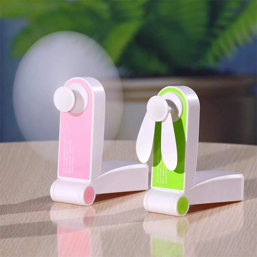 Portable Mini Fan Handheld Personal USB Rechargeable Fans Pocket Foldable Adjustable Wind Speed Fan For Home Office Travel