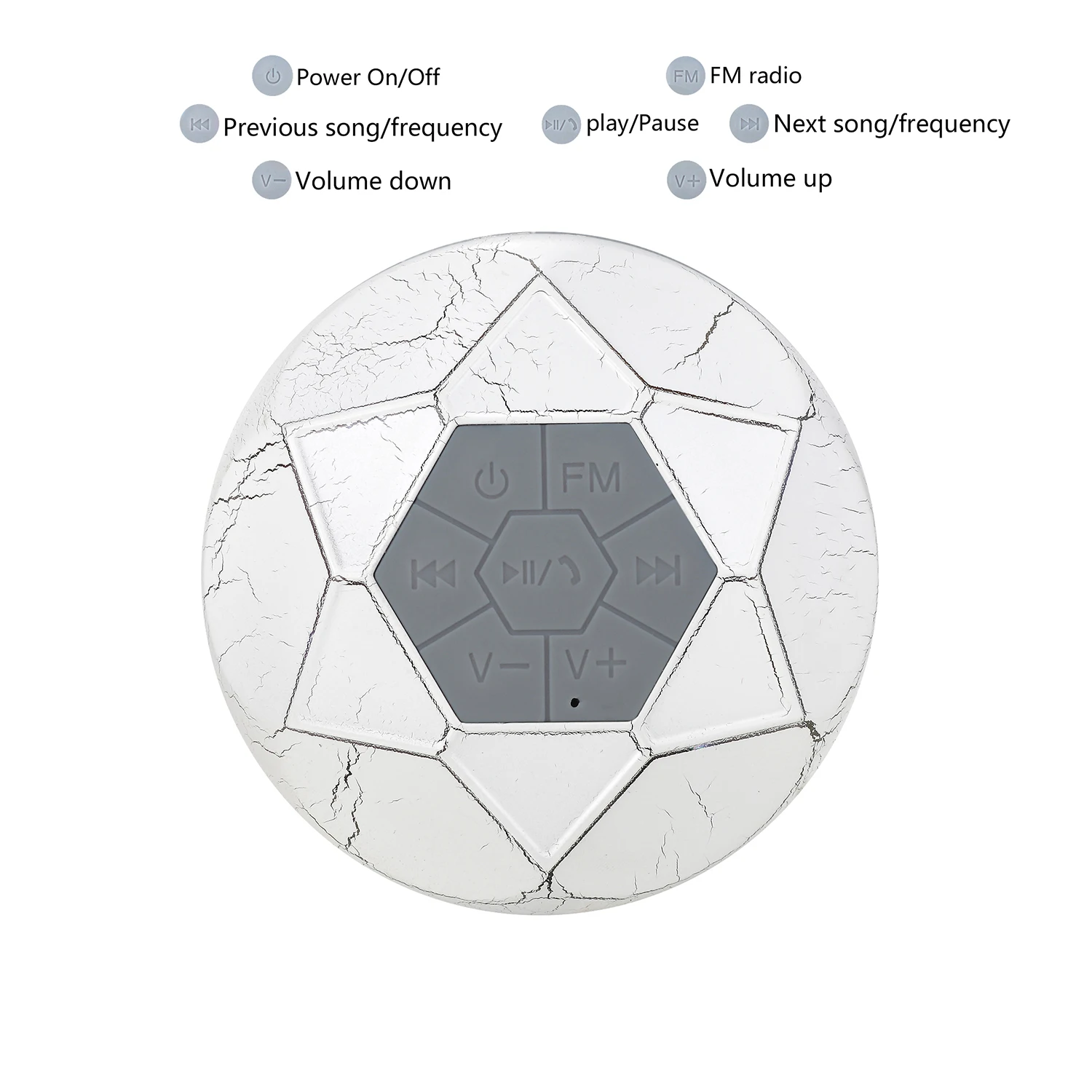 Haut-parleur de douche Bluetooth avec tatouage, étanche, radio FM, appareil sans fil pour écouter de la musique, batterie 1000mAh, blanc