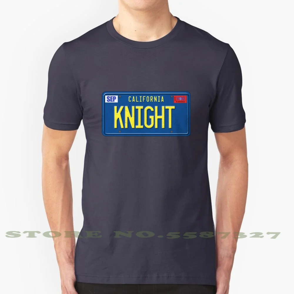 Knight Rider 100% Pure Cotton T-Shirt Michael Knight Knight Rider Kitt Plate Karr Car Fantastic Turbo Boost 80S Hasselhoff