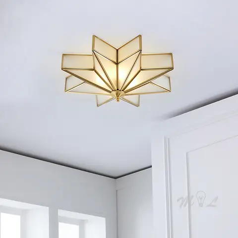 नॉर्डिक ऑल कॉपर सीलिंग हैंगिंग लैंप गोल्डन स्टार सीलिंग लाइट फिक्स्चर लिविंग रूम लक्ज़री सीलिंग कवर रूम लाइट सीलिंग 10 best sales छत प्रकाश कवर - №7