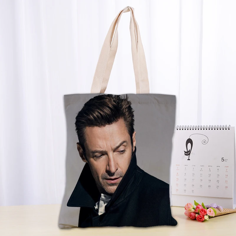 Borsa tote personalizzata Hugh Jackman Borse in tessuto di tela da donna Borse per la spesa riutilizzabili ecologiche Borsa a tracolla utile casual