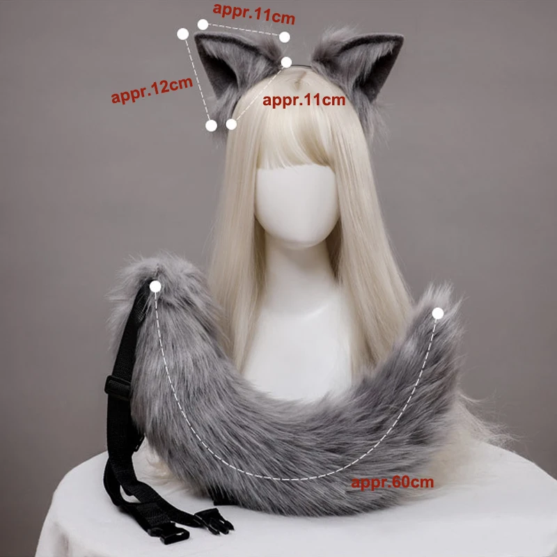 Plush Fox Tail Ears Anime Cosplay Sexy Woman Foxtail Headband Simulation Tail Lovely Lolita Headwear COSPLAY Props Halloween