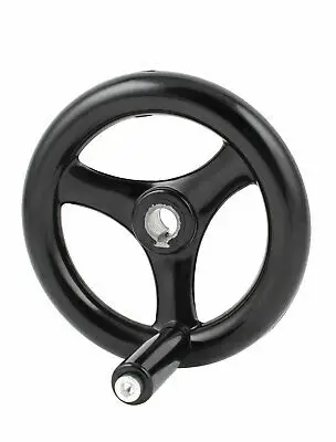 16mm x 160mm Black Bakelite 3 Spoked Handwheel Hand Wheel w Handle for Lathe