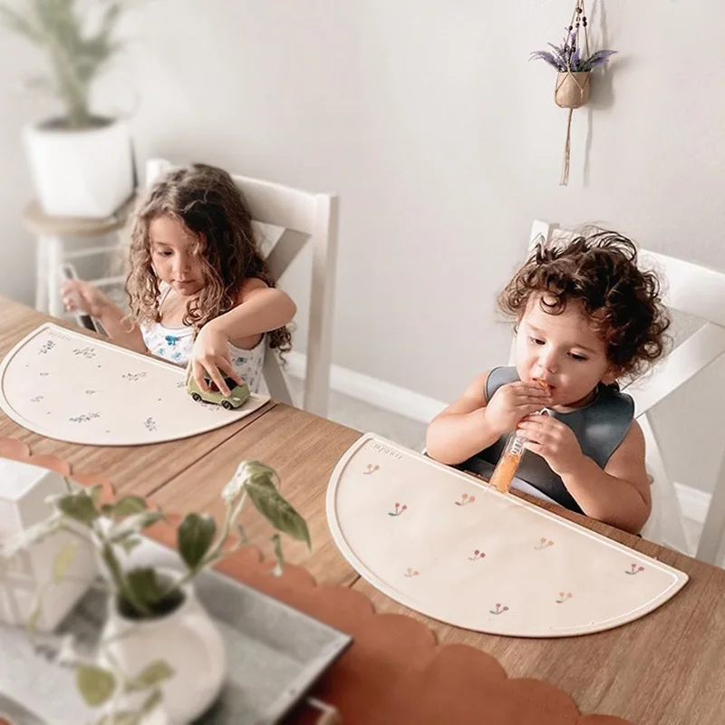 Baby Silicone Placemat BPA Free Heat Insulation Child Table Pad Print Waterproof Kid Mat Food Grade Children Feeding Tableware