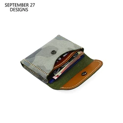 Credit Card Purses Genuine Leather Luxury Handmade Camouflage Storage Coin Pouch Hasp Wallet Cowhide Money Bag