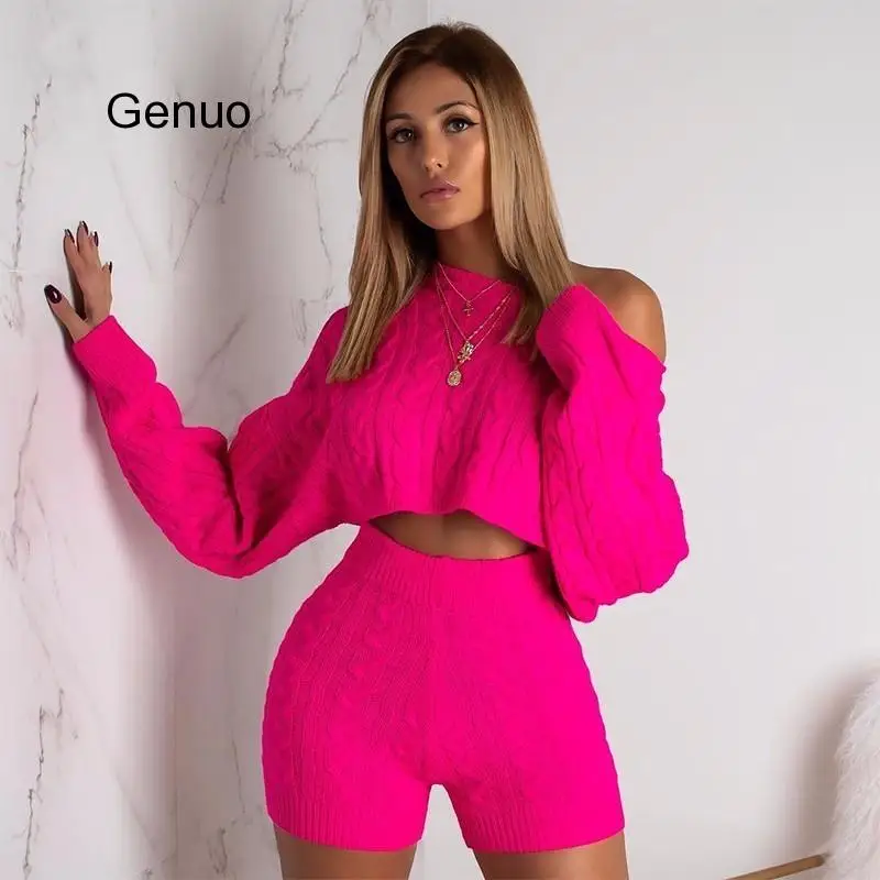 Musim Dingin Merajut Sweater Celana Kodok untuk Wanita 2018 Solid Lengan Panjang Musim Gugur Pakaian Bermain Garis Femme Romper Wanita Jumpsuit