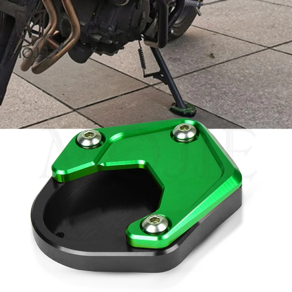 For Kawasaki Z400 Ninja 400 Versys 650 KLX250 Motorcycle Aluminum Kickstand Foot Side Stand Extension Support Plate Pad Enlarge