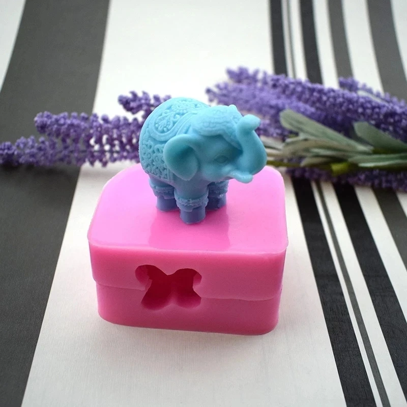 3D Rich Elephant Silicone Mold Fondant Candle Resin Aroma Stone Ornaments Soap Mold For   Pastry Cup Cake Decorating