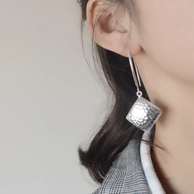 PANGJERY Silver Color Earrings for Women INS Fashion Creative Exquisite Chic Sparkling Square Piece Wedding Jewelry Gifts