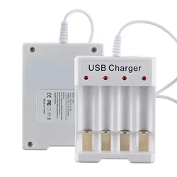 Chargeur de batterie USB à charge rapide, station de charge, adaptateur de charge, 4 emplacements, AA, AAA, aste, Nimh, Nicd, DC 1,2 V, 250mA