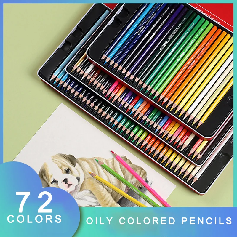 12/24/36/48/72 colors Oily colored pencils set thick colored triangle log painting children cartoon drawing pencil Art supplies