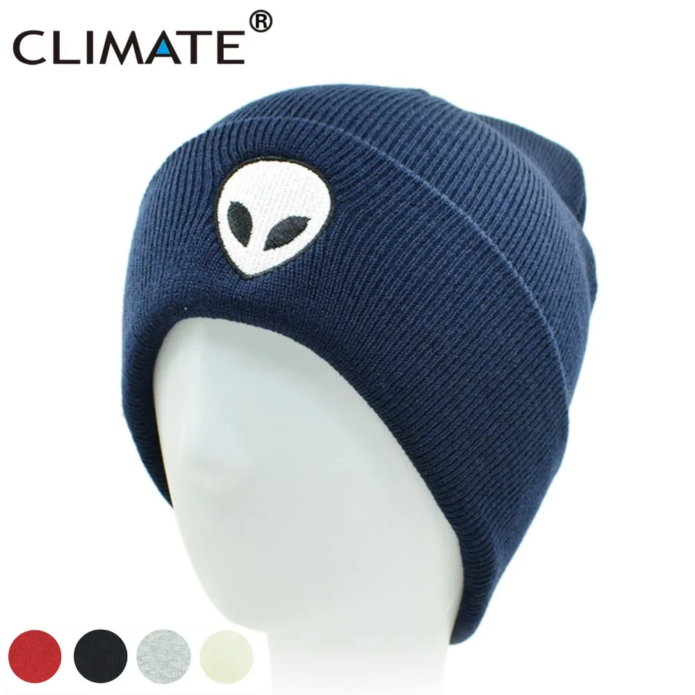 CLIMATE  Alien UFO Winter Beanie Warm Knitted Men Women Hat Outstar Saucer Space Aliens HipHop Soft Hat for Adult Teenagers Boy