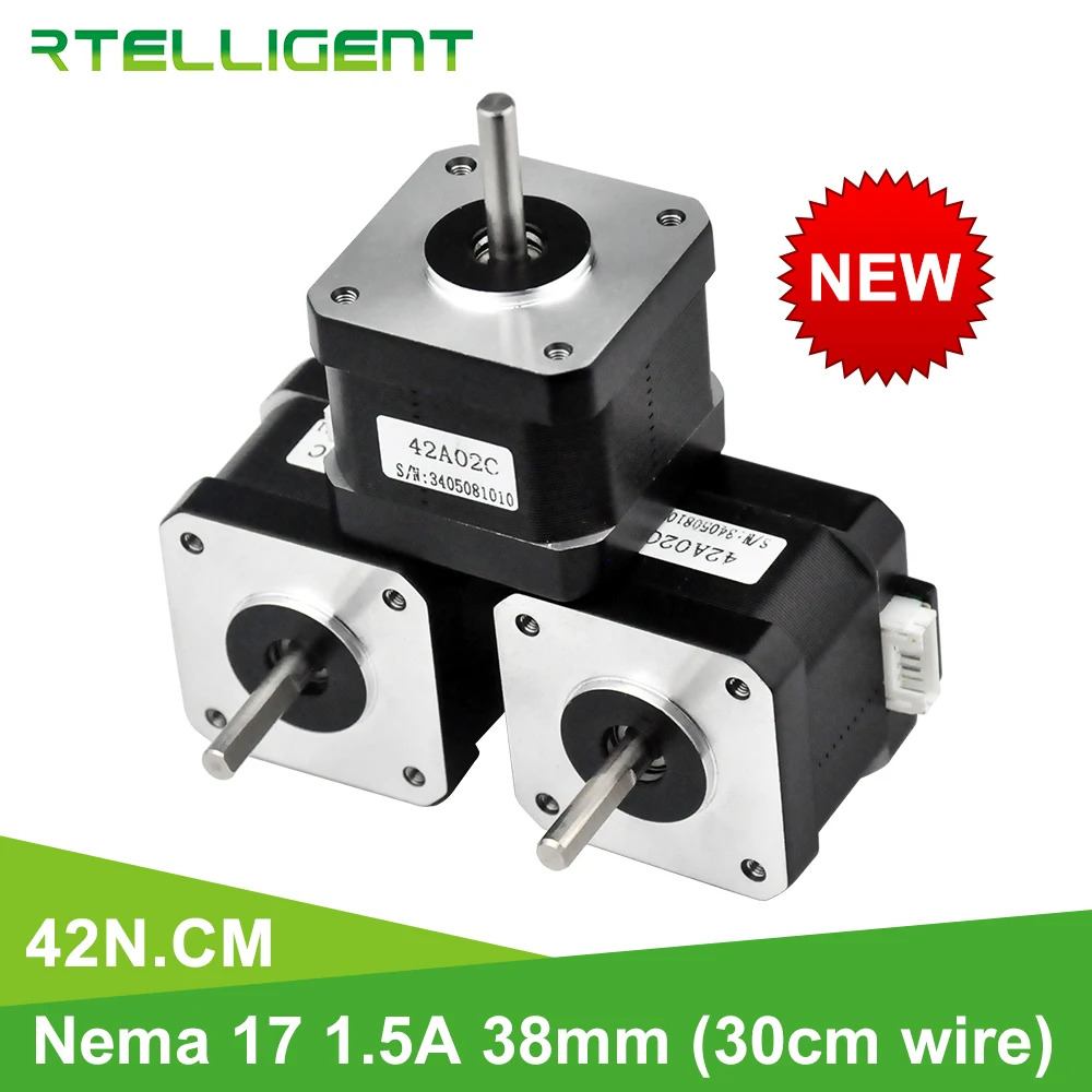 Rtelligent Nema 17 Stepper Motor 38mm 42motor Nema17 42BYGH 42N.cm (59.5oz.in) 4 lead stepper motor for 3D Printer Printing XYZ