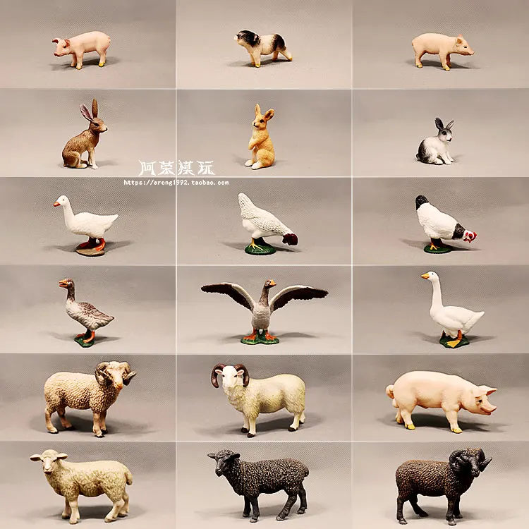 Simulation Farm Livestock Animal Model Chickens Duck Goose Boar Sow Rabbit Sheep Miniature Decoration Action Figure Figurine Toy