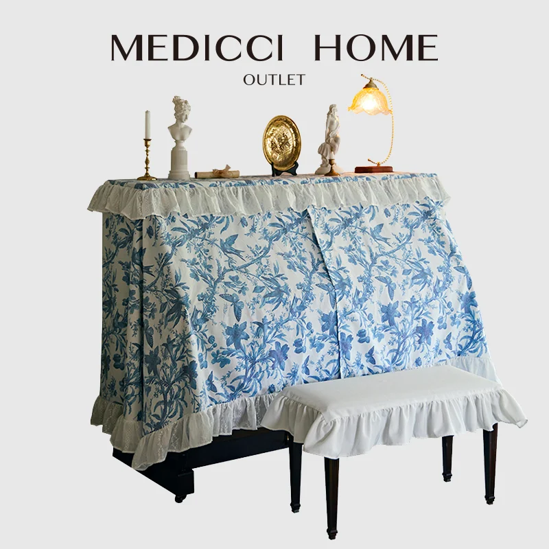 Medicci Home Toile De Jouy Piano Cover Half Cover American Light Luxury Retro High Grade Electronic Piano Cover Premium Quality