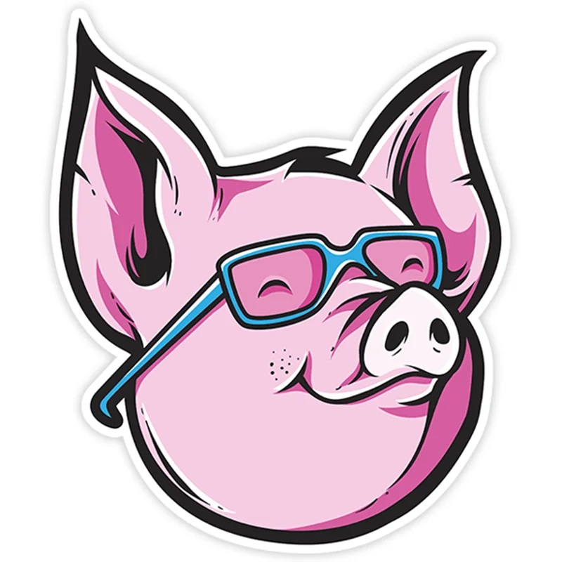 

S40263# Various Sizes PVC Decal Pig with Glasses Car Sticker Waterproof on Bumper Rear Window Laptop Refrigerator Toilet