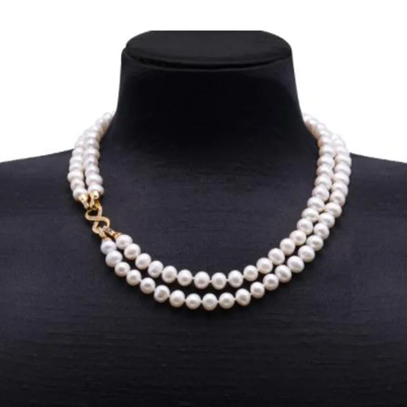 9.5-10mm White Freshwater Pearl Necklace Strand with Multiple-use