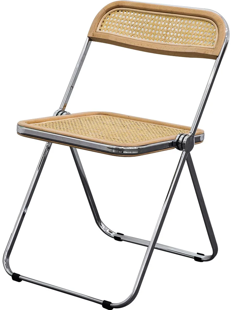JOYLOVE Rattan składane krzesło ze stali nierdzewnej importowane Rattan makaron średniowieczny włoski projekt sklep odzieżowy zdjęcie B & B Ins